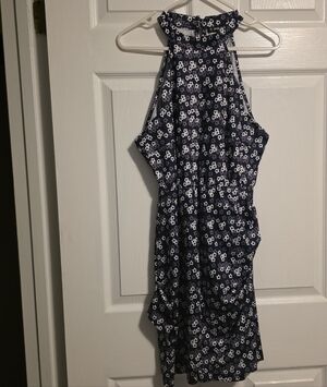 Sheilay Floral Halter Midi Dress - Purple and White